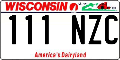 WI license plate 111NZC
