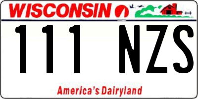 WI license plate 111NZS