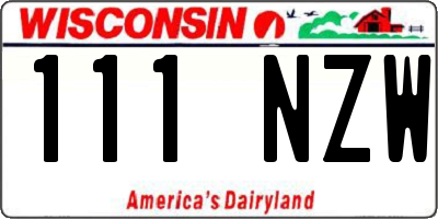 WI license plate 111NZW