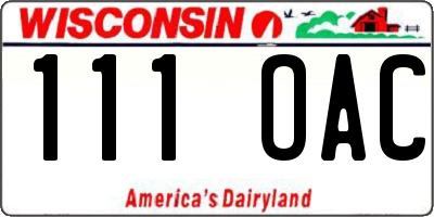 WI license plate 111OAC
