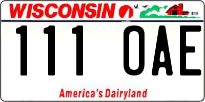 WI license plate 111OAE
