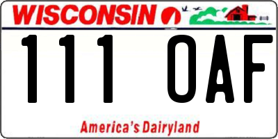 WI license plate 111OAF