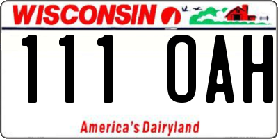 WI license plate 111OAH