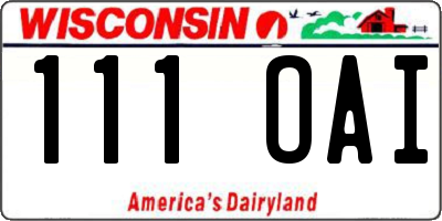 WI license plate 111OAI