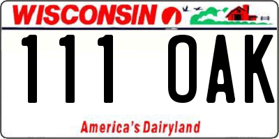 WI license plate 111OAK