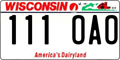 WI license plate 111OAO