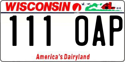 WI license plate 111OAP