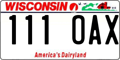 WI license plate 111OAX