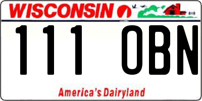 WI license plate 111OBN
