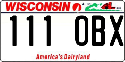 WI license plate 111OBX