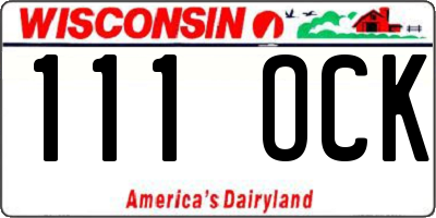 WI license plate 111OCK