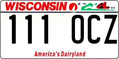 WI license plate 111OCZ