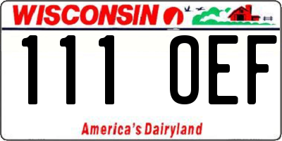 WI license plate 111OEF
