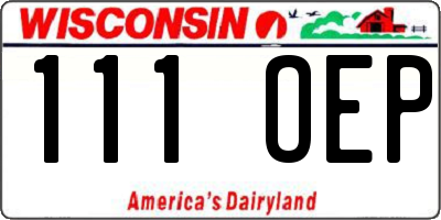 WI license plate 111OEP