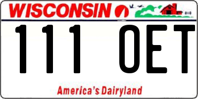 WI license plate 111OET