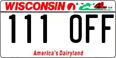 WI license plate 111OFF