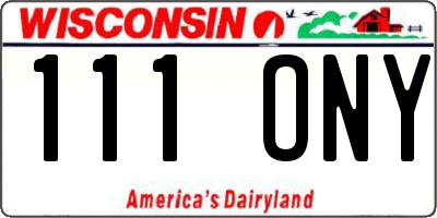 WI license plate 111ONY