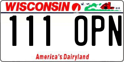 WI license plate 111OPN