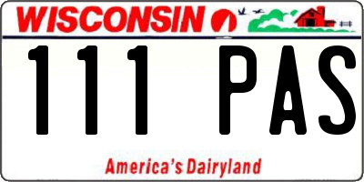 WI license plate 111PAS