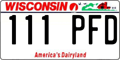 WI license plate 111PFD