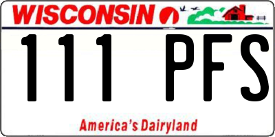 WI license plate 111PFS