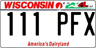 WI license plate 111PFX