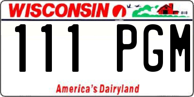 WI license plate 111PGM