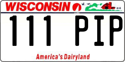 WI license plate 111PIP