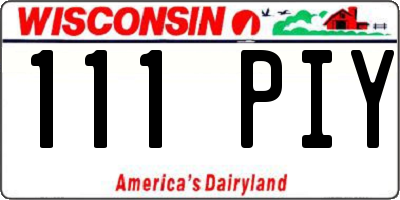WI license plate 111PIY