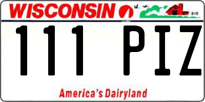 WI license plate 111PIZ