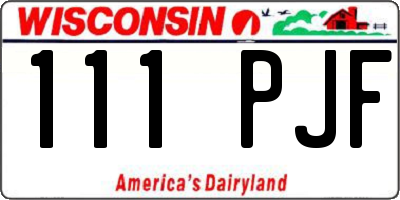 WI license plate 111PJF