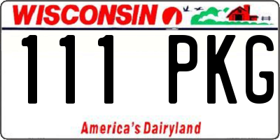 WI license plate 111PKG