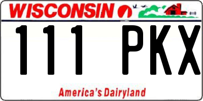 WI license plate 111PKX