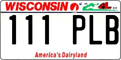 WI license plate 111PLB
