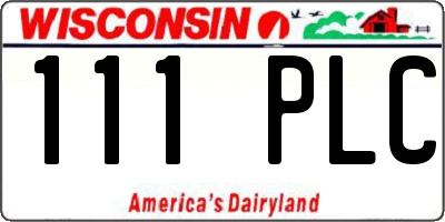 WI license plate 111PLC
