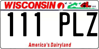 WI license plate 111PLZ