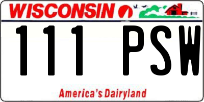 WI license plate 111PSW