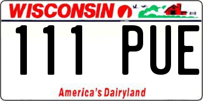 WI license plate 111PUE