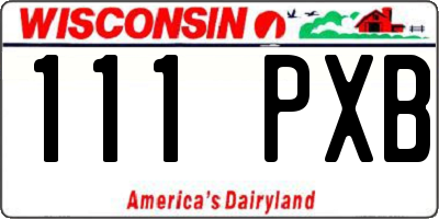 WI license plate 111PXB