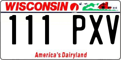 WI license plate 111PXV