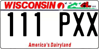 WI license plate 111PXX