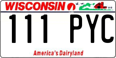 WI license plate 111PYC