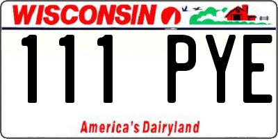 WI license plate 111PYE