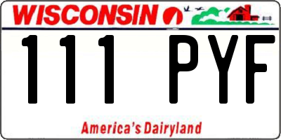 WI license plate 111PYF