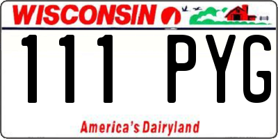WI license plate 111PYG