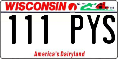 WI license plate 111PYS