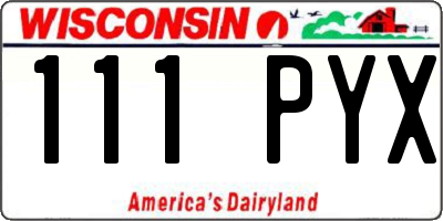 WI license plate 111PYX