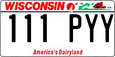 WI license plate 111PYY