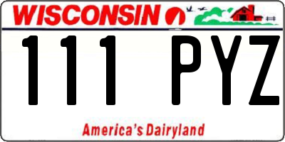 WI license plate 111PYZ