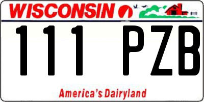 WI license plate 111PZB